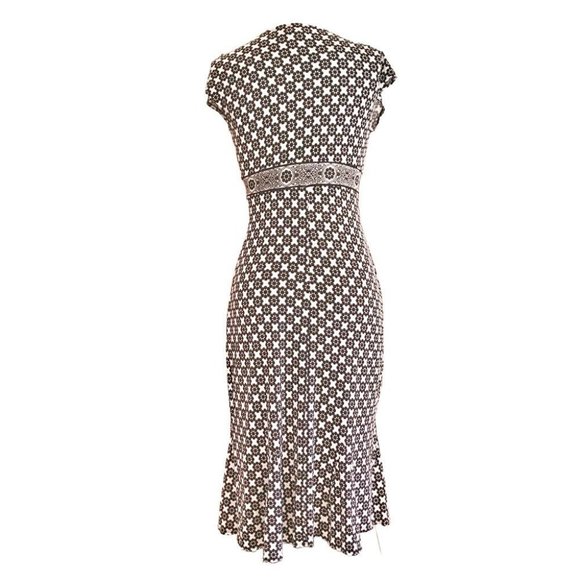 DONNA Morgan black and white geometric patter midi cocktail dress - Picture 2 of 6